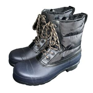 HUNTER Original Women's Short Quilted Puffer Lace-Up Boot in Navy Blue Size 7